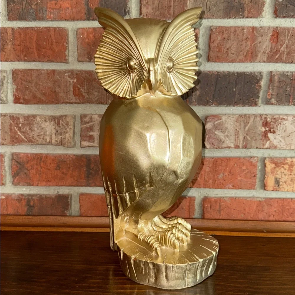 Gold Owl Resin Statue 13 inch Bird Figurine
